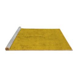 Sideview of Machine Washable Oriental Yellow Industrial Rug, wshurb2183yw