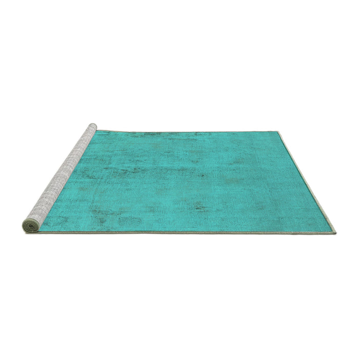 Sideview of Machine Washable Oriental Turquoise Industrial Area Rugs, wshurb2183turq