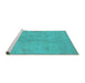 Sideview of Machine Washable Oriental Turquoise Industrial Area Rugs, wshurb2183turq