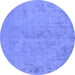 Round Oriental Blue Industrial Rug, urb2183blu