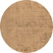 Round Machine Washable Oriental Brown Industrial Rug, wshurb2183brn