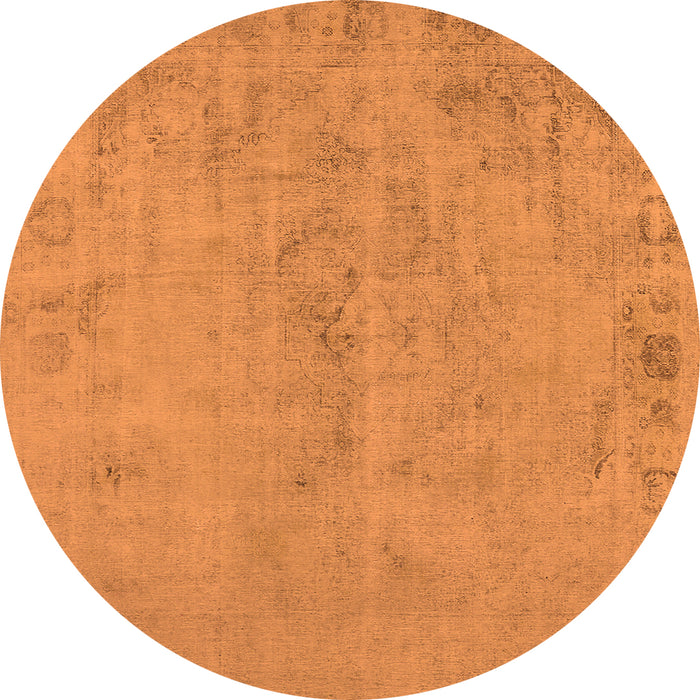 Round Machine Washable Oriental Orange Industrial Area Rugs, wshurb2183org