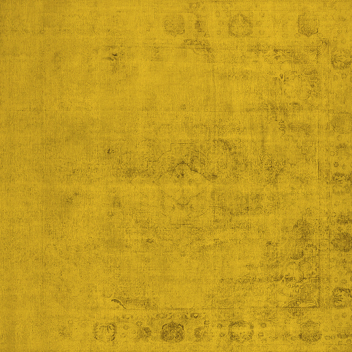 Square Machine Washable Oriental Yellow Industrial Rug, wshurb2183yw