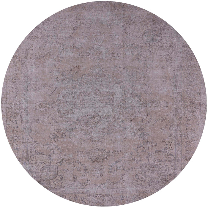 Round Machine Washable Industrial Modern Rose Dust Purple Rug, wshurb2184