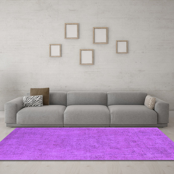 Machine Washable Oriental Purple Industrial Area Rugs in a Living Room, wshurb2184pur