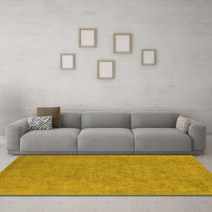Machine Washable Oriental Yellow Industrial Rug in a Living Room, wshurb2184yw