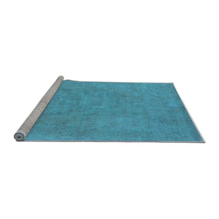 Sideview of Machine Washable Oriental Light Blue Industrial Rug, wshurb2184lblu