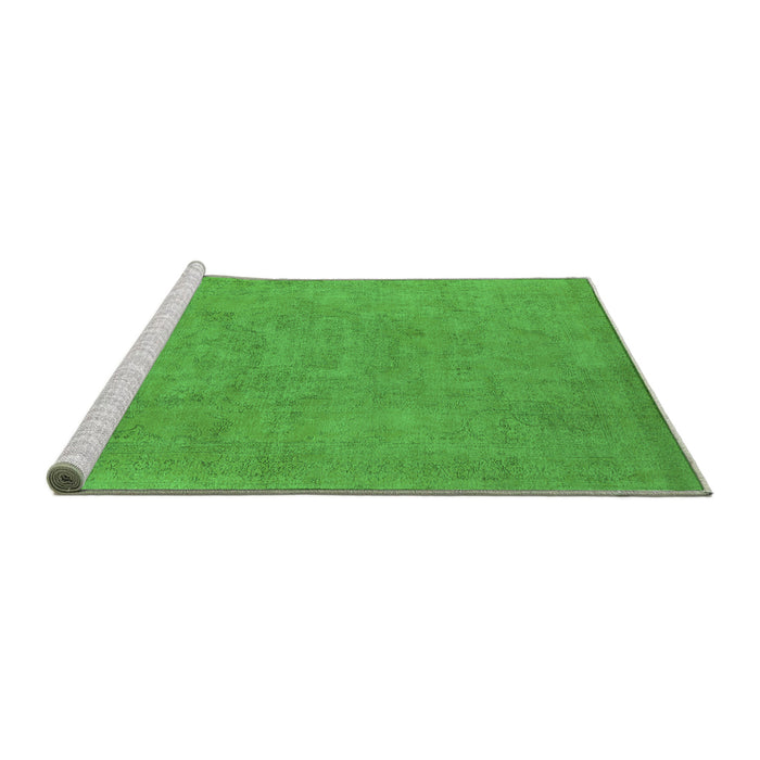 Sideview of Machine Washable Oriental Green Industrial Area Rugs, wshurb2184grn