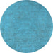 Round Oriental Light Blue Industrial Rug, urb2184lblu