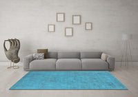 Machine Washable Oriental Light Blue Industrial Rug, wshurb2184lblu