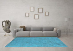 Machine Washable Oriental Light Blue Industrial Rug in a Living Room, wshurb2184lblu