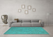 Machine Washable Oriental Turquoise Industrial Area Rugs in a Living Room,, wshurb2184turq