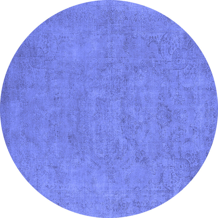 Round Oriental Blue Industrial Rug, urb2184blu