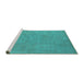 Sideview of Machine Washable Oriental Turquoise Industrial Area Rugs, wshurb2184turq