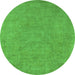 Round Oriental Green Industrial Rug, urb2184grn