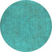 Round Oriental Turquoise Industrial Rug, urb2184turq