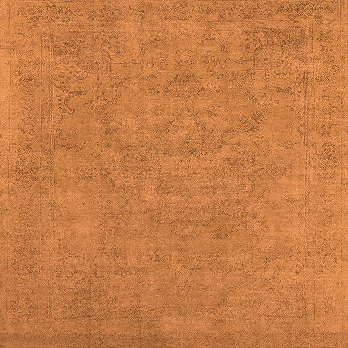 Square Machine Washable Oriental Orange Industrial Area Rugs, wshurb2184org