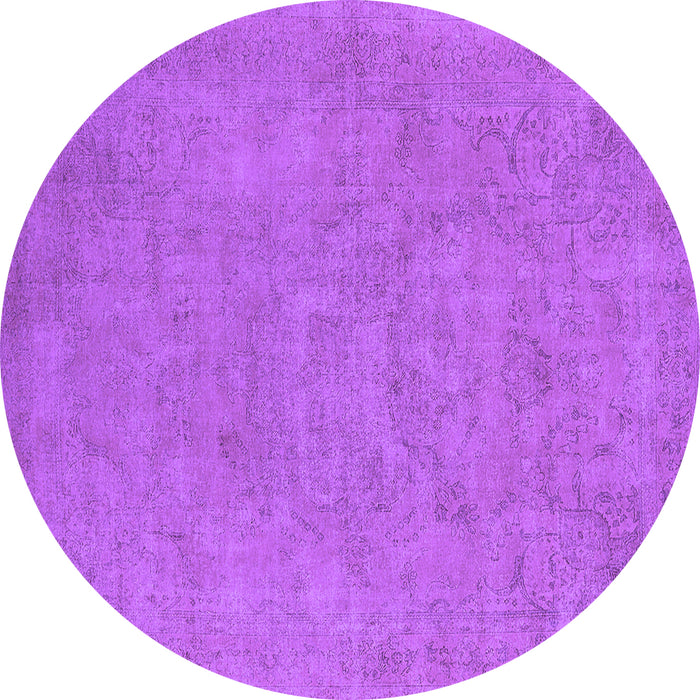 Round Machine Washable Oriental Purple Industrial Area Rugs, wshurb2184pur