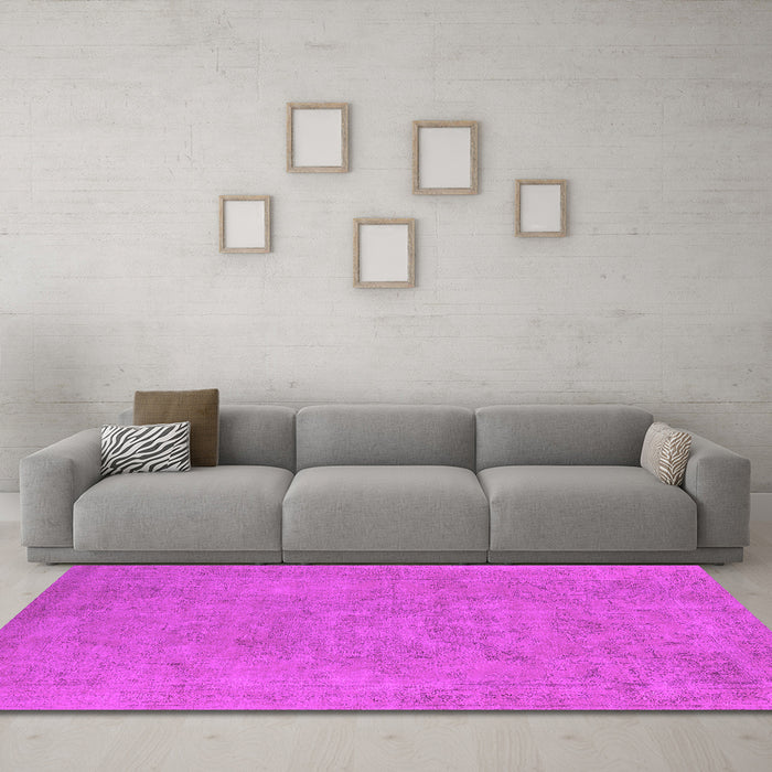 Machine Washable Oriental Pink Industrial Rug in a Living Room, wshurb2184pnk