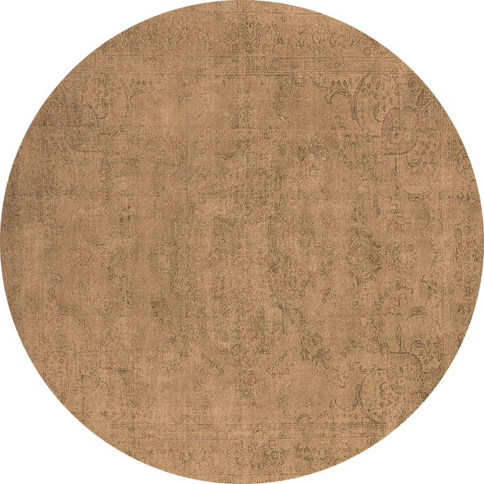Round Oriental Brown Industrial Rug, urb2184brn