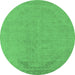 Round Oriental Emerald Green Industrial Rug, urb2185emgrn