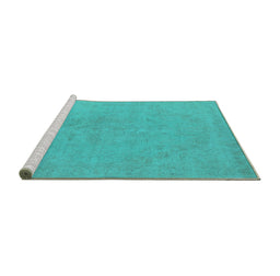 Sideview of Machine Washable Oriental Turquoise Industrial Area Rugs, wshurb2185turq