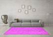 Machine Washable Oriental Pink Industrial Rug in a Living Room, wshurb2185pnk