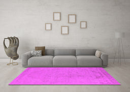 Machine Washable Oriental Pink Industrial Rug in a Living Room, wshurb2185pnk