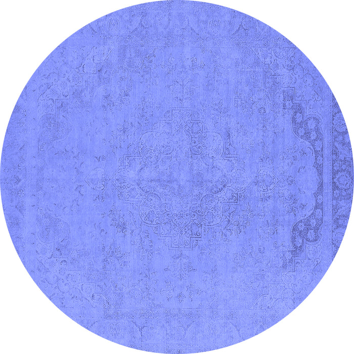 Round Oriental Blue Industrial Rug, urb2185blu