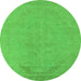 Round Oriental Green Industrial Rug, urb2185grn