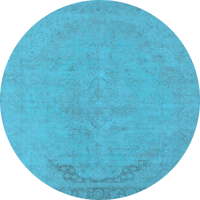 Round Oriental Light Blue Industrial Rug, urb2185lblu
