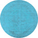 Round Oriental Light Blue Industrial Rug, urb2185lblu