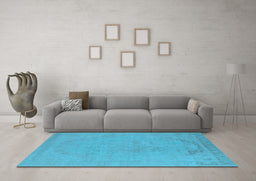 Machine Washable Oriental Light Blue Industrial Rug in a Living Room, wshurb2185lblu
