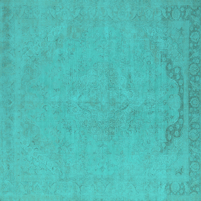 Square Oriental Turquoise Industrial Rug, urb2185turq