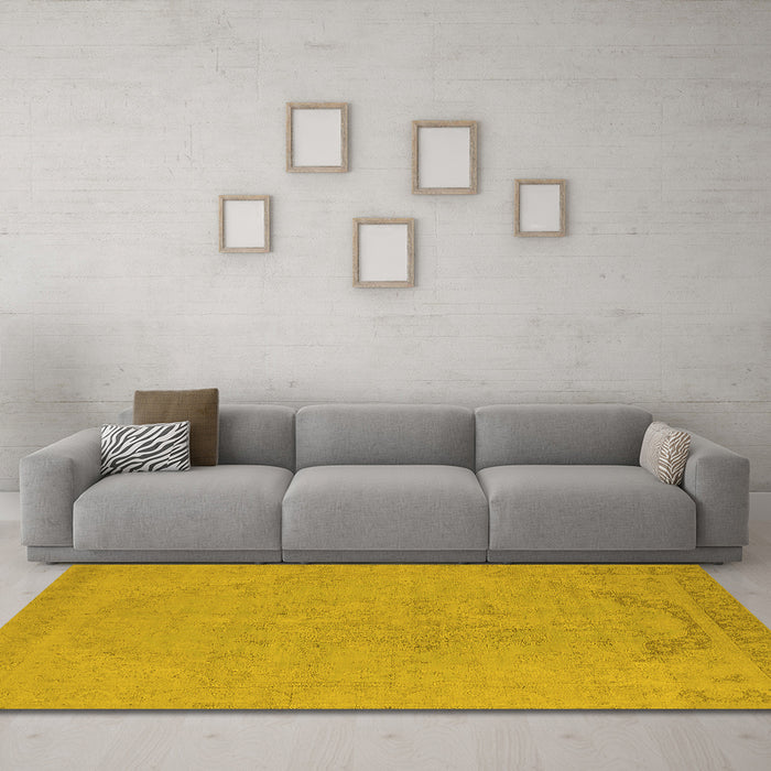 Machine Washable Oriental Yellow Industrial Rug in a Living Room, wshurb2185yw