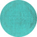 Round Oriental Turquoise Industrial Rug, urb2185turq