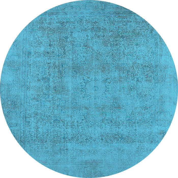 Round Oriental Light Blue Industrial Rug, urb2186lblu
