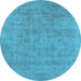 Round Oriental Light Blue Industrial Rug, urb2186lblu