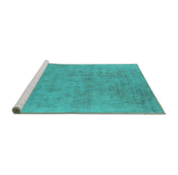 Sideview of Machine Washable Oriental Turquoise Industrial Area Rugs, wshurb2186turq