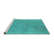 Sideview of Machine Washable Oriental Turquoise Industrial Area Rugs, wshurb2186turq