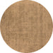 Round Machine Washable Oriental Brown Industrial Rug, wshurb2186brn