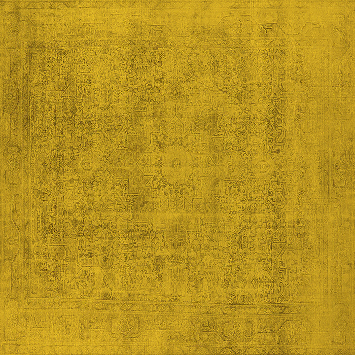 Square Machine Washable Oriental Yellow Industrial Rug, wshurb2186yw