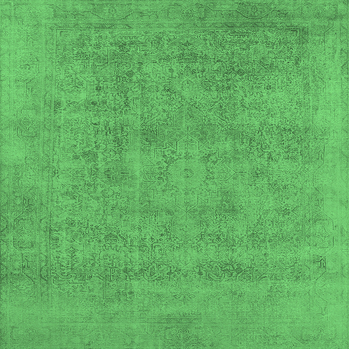 Square Machine Washable Oriental Emerald Green Industrial Area Rugs, wshurb2186emgrn
