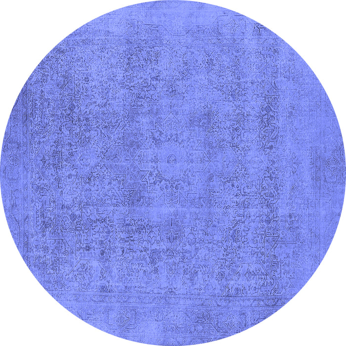 Round Oriental Blue Industrial Rug, urb2186blu
