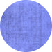 Round Oriental Blue Industrial Rug, urb2186blu