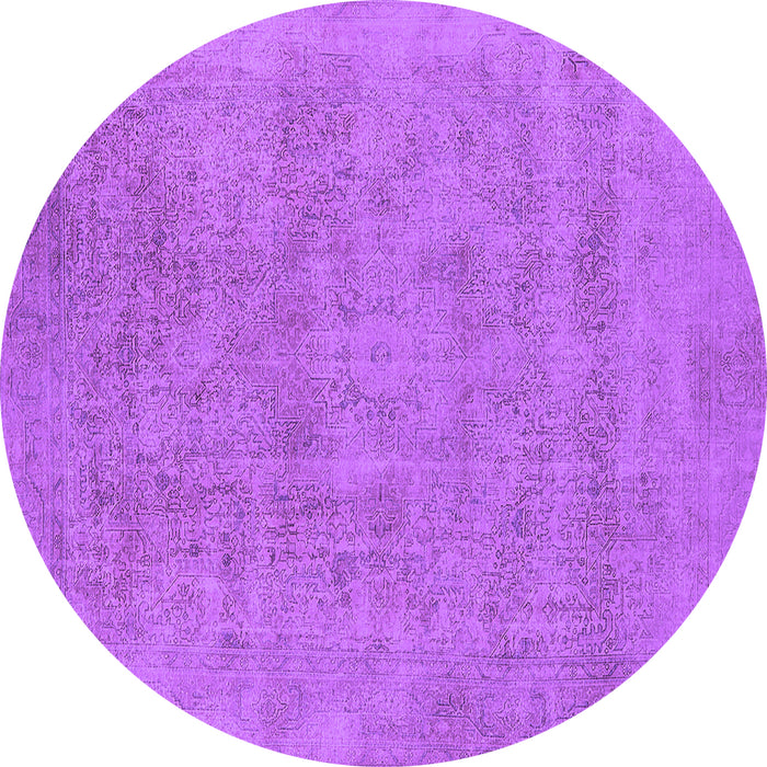 Round Machine Washable Oriental Purple Industrial Area Rugs, wshurb2186pur