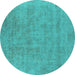 Round Oriental Turquoise Industrial Rug, urb2186turq