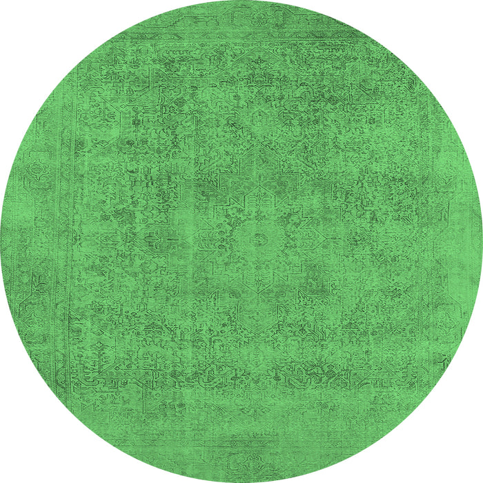 Round Oriental Emerald Green Industrial Rug, urb2186emgrn