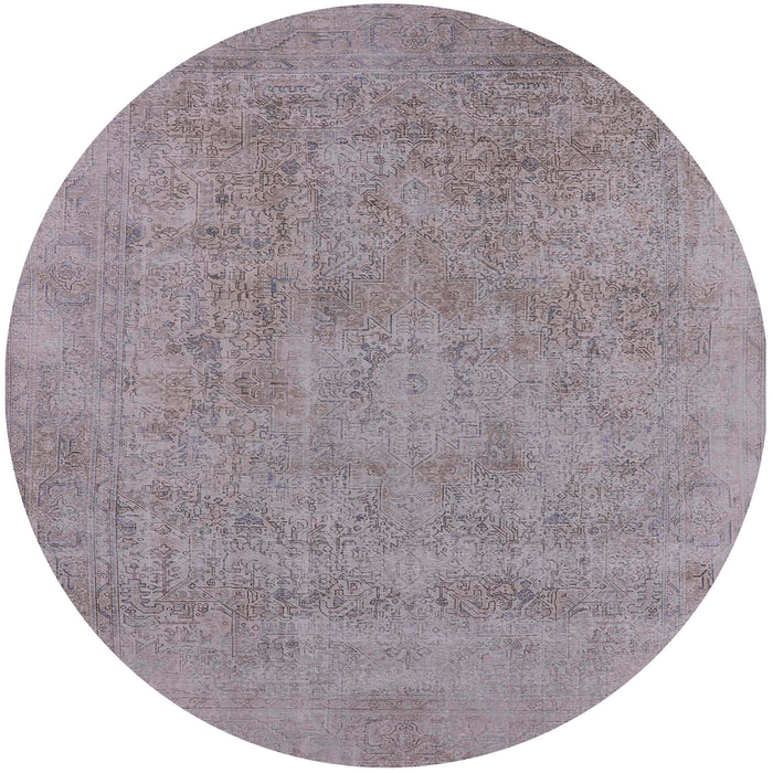 Round Mid-Century Modern Dark Gray Oriental Rug, urb2186