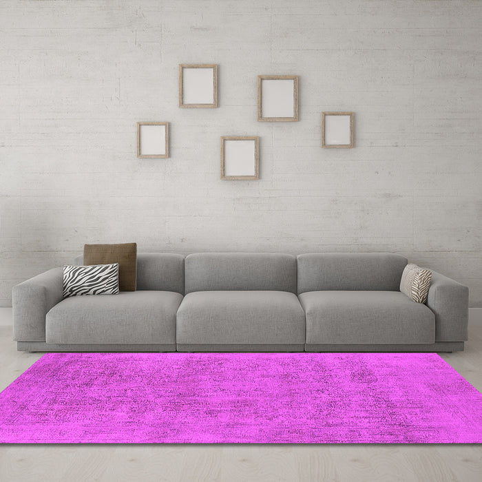 Machine Washable Oriental Pink Industrial Rug in a Living Room, wshurb2186pnk